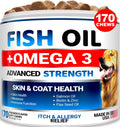 Omega 3 Fish Oil for Dogs   170 Chews   Skin and Coat Supplement   Omega 3 for Dogs   Dry & Itchy Skin Relief Treatment   Allergy Support   Dog Anti Shedding Treats   Shiny Coats   EPA & DHA   Salmon