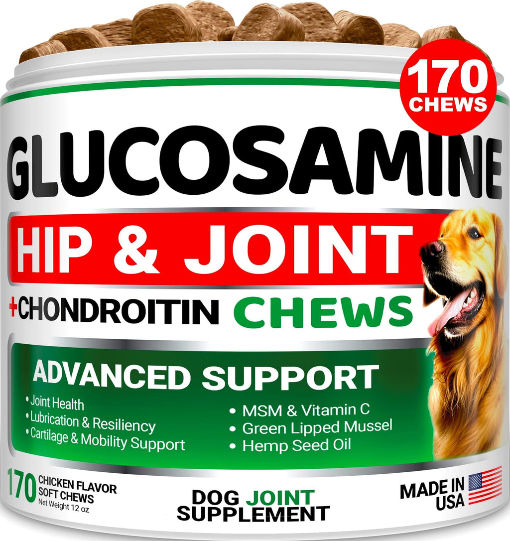 Glucosamine for Dogs   Hip and Joint Supplement for Dogs   170 Ct   Glucosamine Chondroitin for Dogs Chews   Dog Joint Pain Relief with MSM   Advanced Dog Joint Supplement Health   Mobility Support