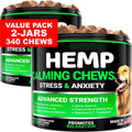 YUMA'S (2 Pack) Hemp Calming Chews for Dogs   Advanced Dog Calming Treats   Dog Calming Chews   340 Chews   Anxiety Relief Treats   Separation Aid Barking Stress Relief   Melatonin   Hemp Oil